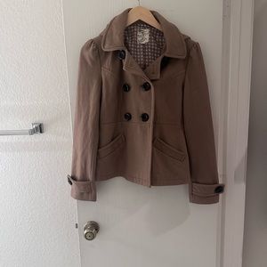 Tulle,tan pea coat size 6